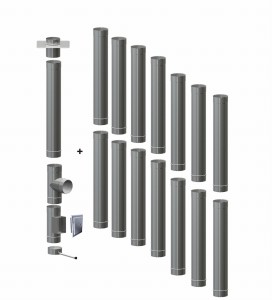 Wkład kominowy ϕ 120/0,8mm/15 rur (węgiel, drewno, pellet)
