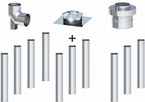 komin koncentryczny fi 80 na 125 mm system powietrzno-spalinowy widok