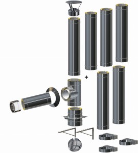 Komin izolowany wiszący 0,6mm fi 120/180 | 6 rur