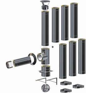 Komin izolowany wiszący 0,6mm fi 120/180 | 7 rur
