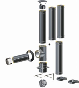 Komin izolowany wiszący 0,6mm fi 150/210 | 4 rury