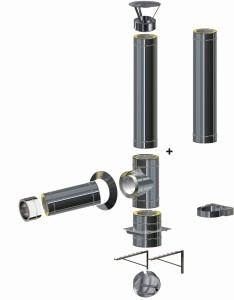 Komin izolowany wiszący 0,8mm fi 180/240 | 2 rury