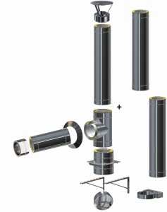 Komin izolowany wiszący 0,8mm fi 180/240 | 3 rury