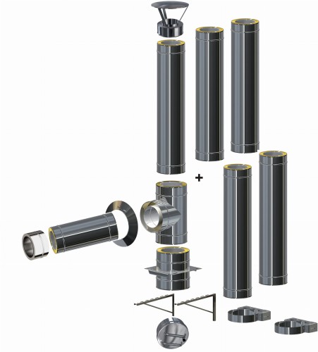komin izolowany wiszacy fi 150 na 210 mm system MKD widok zewnetrzny